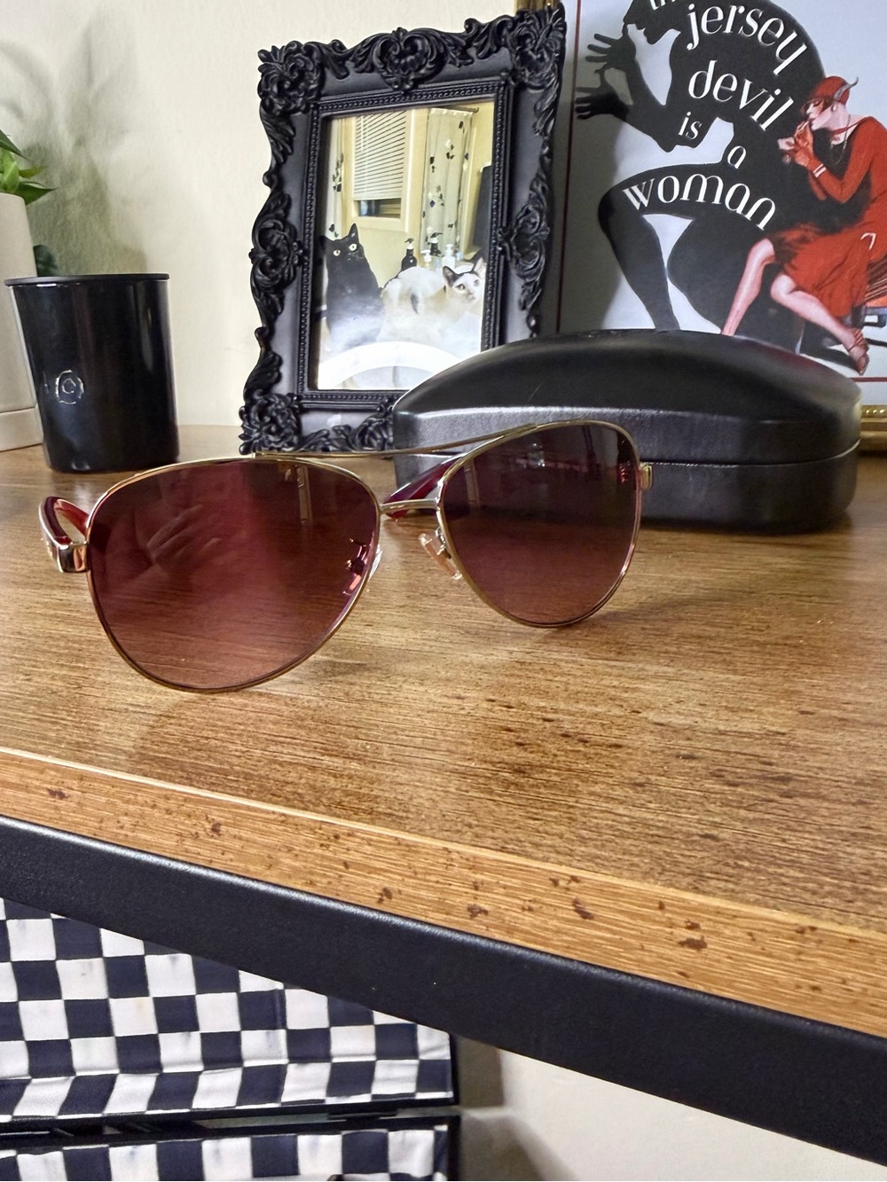 Coach Gold Aviator Sunglasses with Case